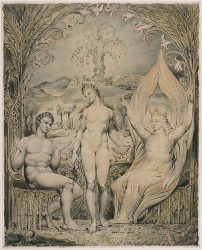 Der Erzengel Raphael mit Adam und Eva (Illustration zu Miltons Paradise Lost) von William Blake